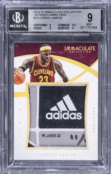 2014-15 Panini Immaculate Collection Veteran Jumbo Tags #10 LeBron James Patch Card (#1/2) - BGS MINT 9